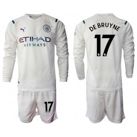 Manchester City Kevin De Bruyne 17 Børn Udebane Fodboldsæt 2021-22 L/S (+ Korte bukser)